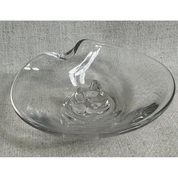Unbranded Other - Vintage Etched Contoured Glass Candle Holder 6” Wide